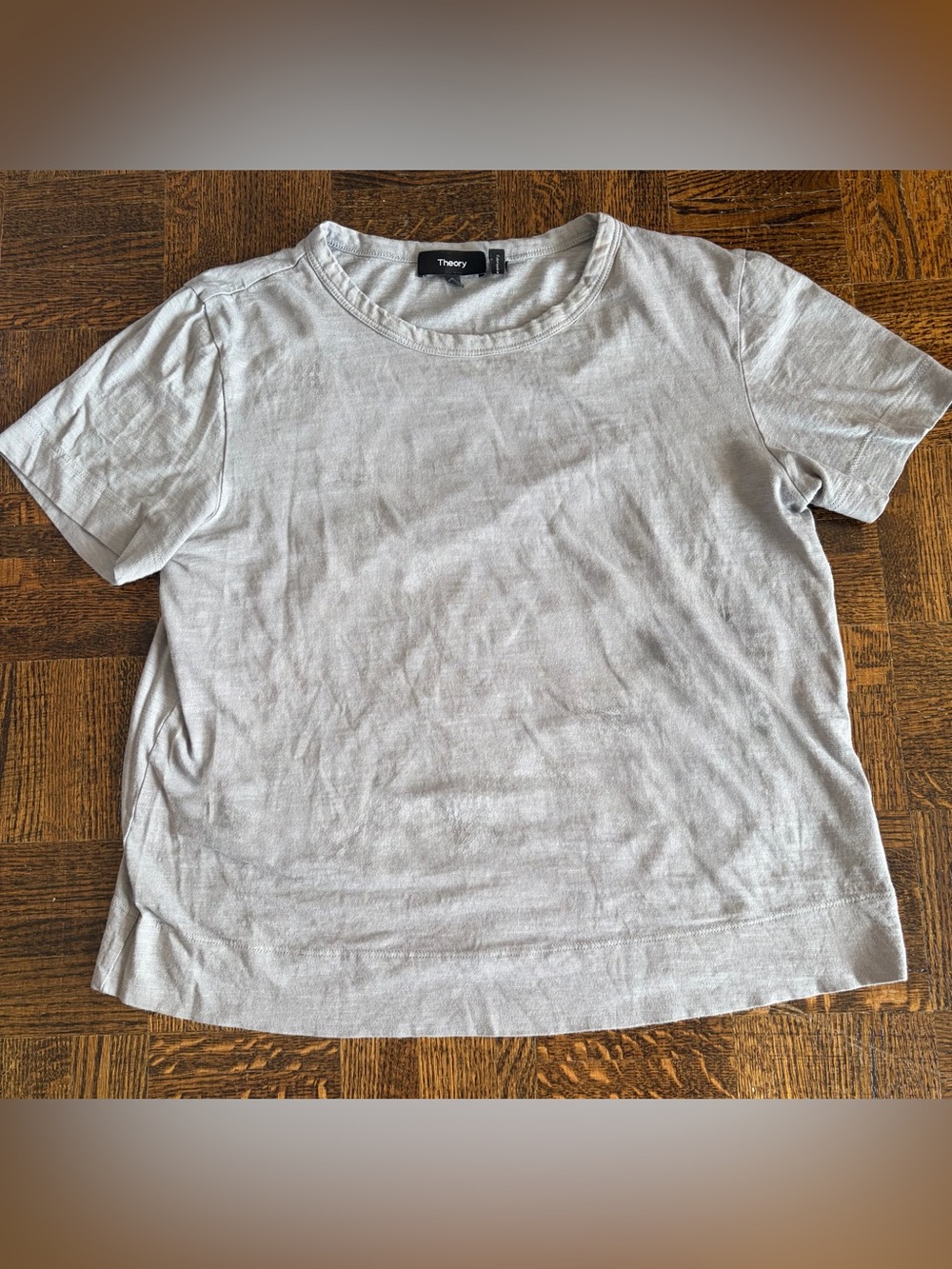 Theory Light Gray Short Sleeve Crewneck Tee